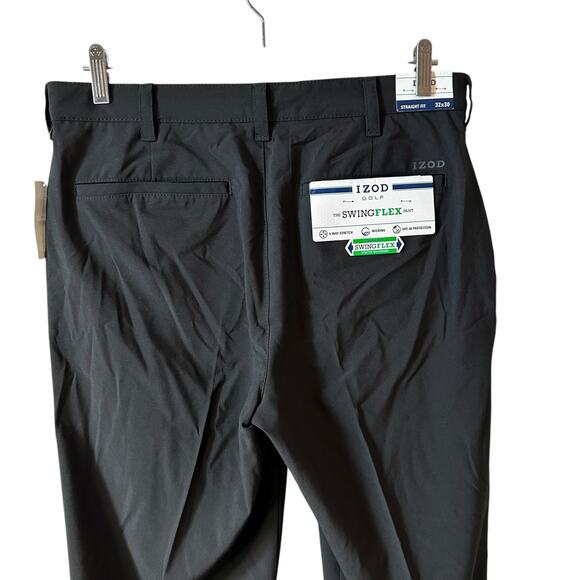 NWT IZOD Golf Men’s The Swingflex Straight Fit Flat Front Golf Pants Black 32x30 - Picture 5 of 10